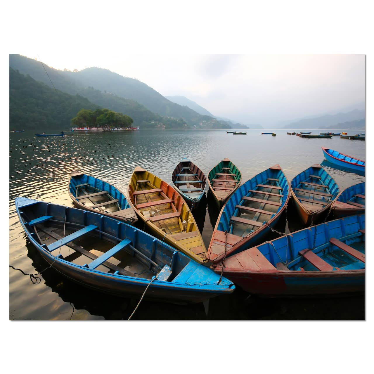 Designart - Beautiful Boats in Phewa Lake - Boat Canvas Art Print